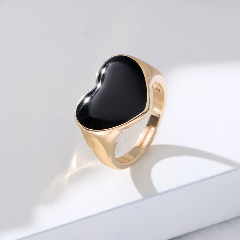 Elegant Streetwear Heart Shape Copper Enamel Open Rings