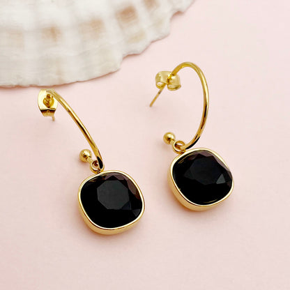 1 Pair Elegant Lady Sweet Square Polishing Plating Inlay Stainless Steel Zircon Gold Plated Drop Earrings