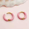 1 Pair Lady Sweet Streetwear Circle Polishing Enamel Plating Stainless Steel Gold Plated Earrings