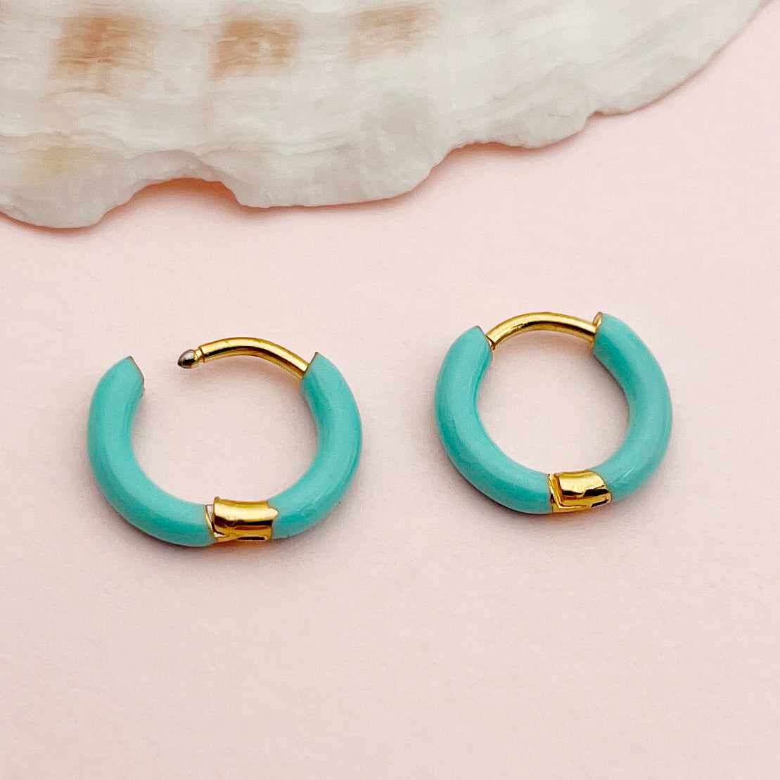 1 Pair Lady Sweet Streetwear Circle Polishing Enamel Plating Stainless Steel Gold Plated Earrings