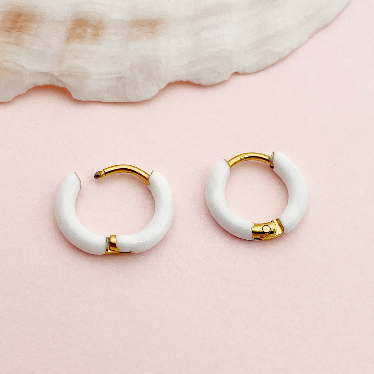 1 Pair Lady Sweet Streetwear Circle Polishing Enamel Plating Stainless Steel Gold Plated Earrings