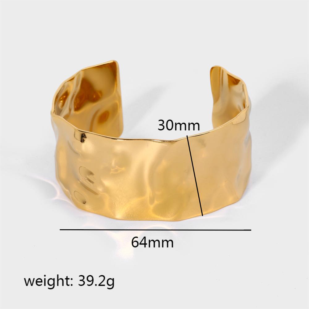 Ig Style Retro C Shape Solid Color Stainless Steel Irregular Plating 18k Gold Plated Bangle