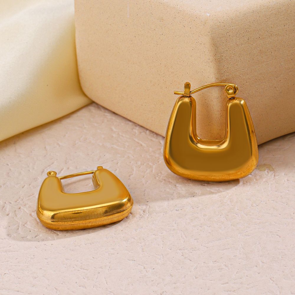 1 Pair Elegant U Shape Plating Stainless Steel 18k Gold Plated Earrings