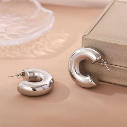 1 Pair Simple Style C Shape Plating Stainless Steel Titanium Steel Ear Studs