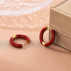 1 Pair Simple Style Circle Enamel Plating Stainless Steel Titanium Steel 18k Gold Plated Earrings