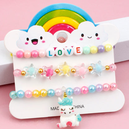 Sweet Cartoon Arylic Plastic Resin Beaded Girl's Bracelets