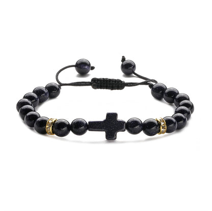 Ethnic Style Cross Natural Stone Beaded Bracelets