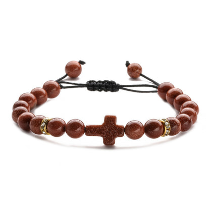 Ethnic Style Cross Natural Stone Beaded Bracelets