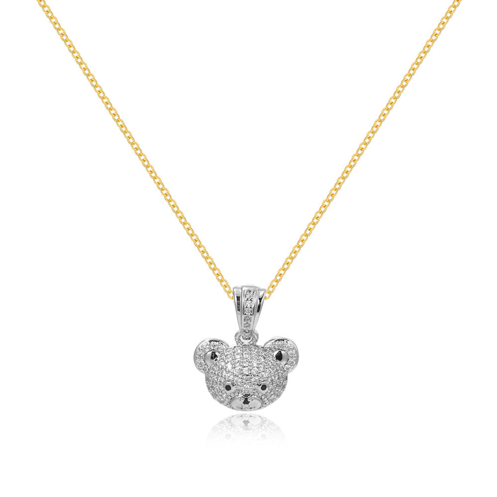 Ig Style Cute Bear Brass Plating Inlay Zircon Pendant Necklace 1 Piece