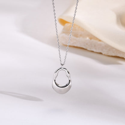 Ig Style Simple Style Solid Color Copper Plating Hollow Out White Gold Plated Pendant Necklace