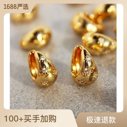 Fashion Water Droplets Copper Plating Zircon Earrings 1 Pair