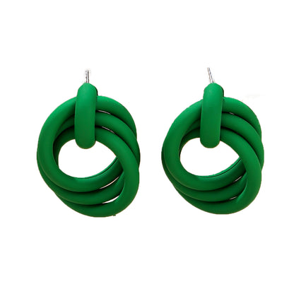 1 Pair Vacation Round Spray Paint Rubber Drop Earrings