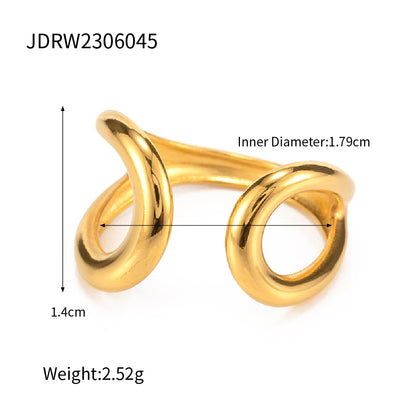 Ig Style Asymmetrical Stainless Steel Plating 18k Gold Plated Open Rings