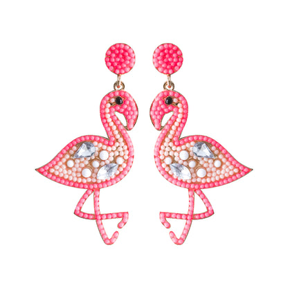 1 Pair Casual Vacation Flamingo Inlay Alloy Resin Drop Earrings