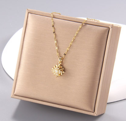 Simple Style Flower Copper Zircon Pendant Necklace In Bulk