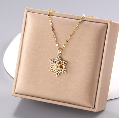 Simple Style Flower Copper Zircon Pendant Necklace In Bulk