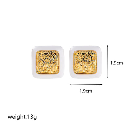 1 Pair Elegant Vintage Style Geometric Heart Shape Enamel Plating Copper 18k Gold Plated Ear Studs