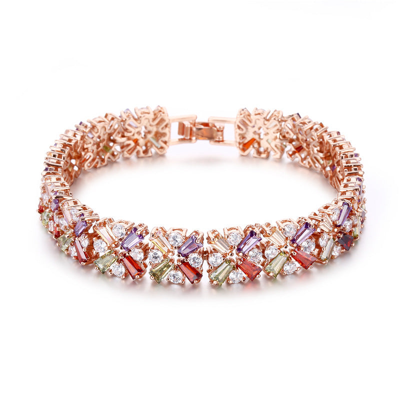 Glam Snowflake Copper Plating Inlay Zircon Bracelets