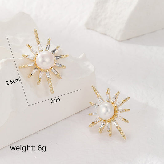 1 Pair Vintage Style Simple Style Geometric Freshwater Pearl Copper Ear Studs