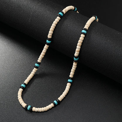 Vacation Geometric Turquoise Coconut Shell Beaded Men's Necklace