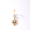 Casual Modern Style Cross Devil's Eye Leaves Stainless Steel Copper Plating Inlay Zircon Women's Belly Ring