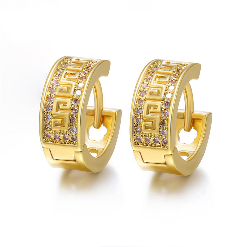 1 Pair Classic Style Round Plating Inlay Copper Zircon 18k Gold Plated Earrings