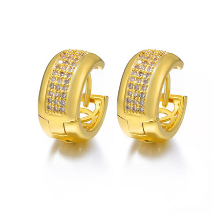 1 Pair Classic Style Round Plating Inlay Copper Zircon 18k Gold Plated Earrings