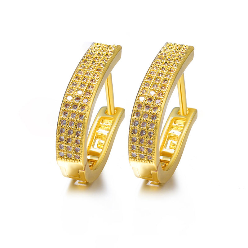 1 Pair Classic Style Round Plating Inlay Copper Zircon 18k Gold Plated Earrings