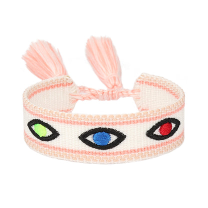 Simple Style Eye Polyester Embroidery Tassel Women's Drawstring Bracelets