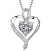 Simple Style Heart Shape Sterling Silver Inlay Zircon Charms Pendant Necklace