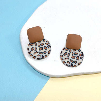 1 Pair Lady Simple Style Round Color Block Leopard Soft Clay Earrings