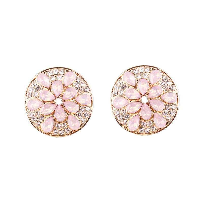 1 Pair Simple Style Color Block Plating Inlay Alloy Rhinestones Gold Plated Ear Studs