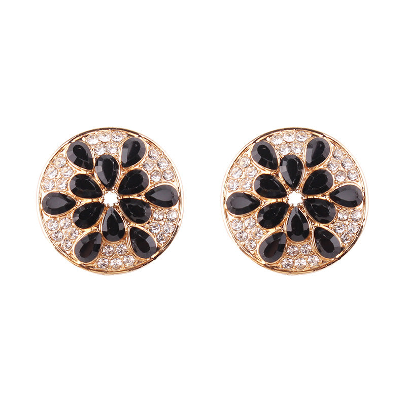 1 Pair Simple Style Color Block Plating Inlay Alloy Rhinestones Gold Plated Ear Studs