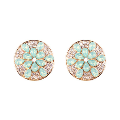 1 Pair Simple Style Color Block Plating Inlay Alloy Rhinestones Gold Plated Ear Studs