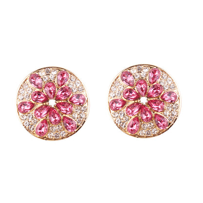 1 Pair Simple Style Color Block Plating Inlay Alloy Rhinestones Gold Plated Ear Studs