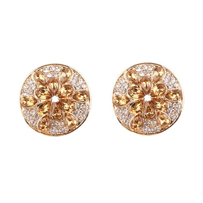 1 Pair Simple Style Color Block Plating Inlay Alloy Rhinestones Gold Plated Ear Studs