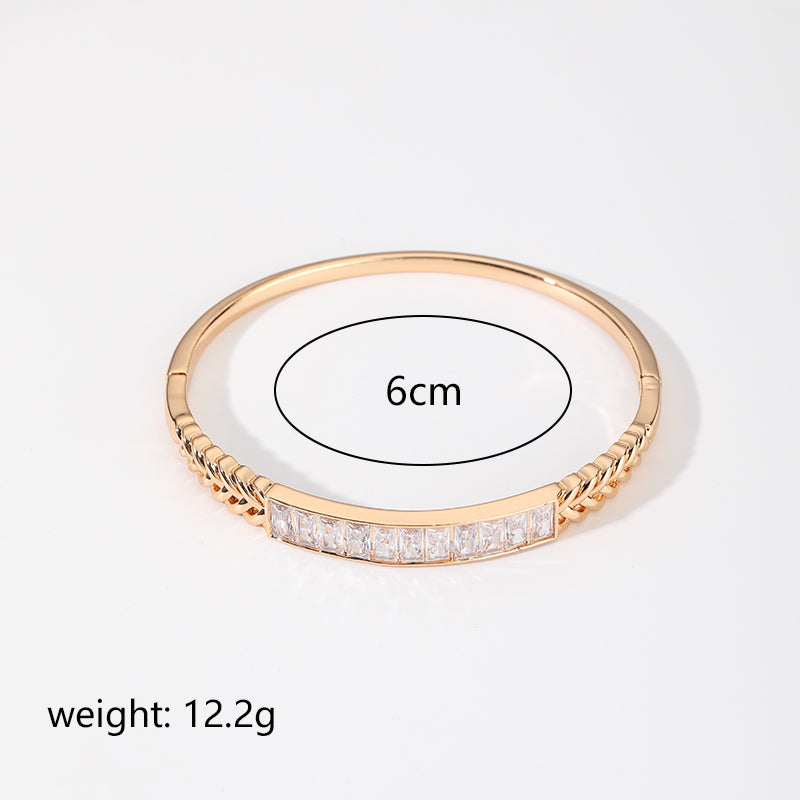 Vintage Style Simple Style Roman Style Geometric Zircon Alloy Wholesale Bangle