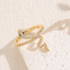 Cute Sweet Simple Style Snake Copper 14k Gold Plated White Gold Plated Zircon Open Rings In Bulk