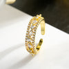 Retro Simple Style Geometric Copper 18k Gold Plated Zircon Open Rings In Bulk