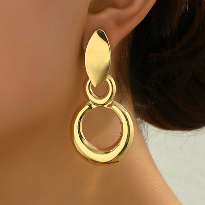 1 Pair Elegant Retro Geometric Ferroalloy Drop Earrings