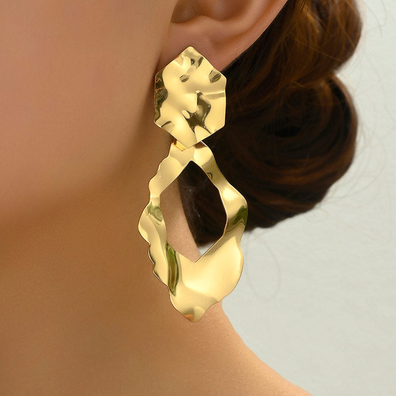 1 Pair Elegant Retro Geometric Ferroalloy Drop Earrings