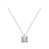 Ig Style Elegant Simple Style Square Sterling Silver Plating Inlay Zircon 14k Gold Plated Rhodium Plated Solitaire Necklace