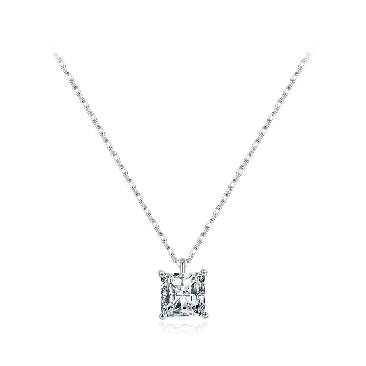 Ig Style Elegant Simple Style Square Sterling Silver Plating Inlay Zircon 14k Gold Plated Rhodium Plated Solitaire Necklace