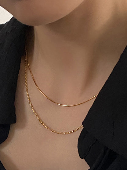 Elegant Hip-hop Solid Color Stainless Steel Metal Chain Necklace