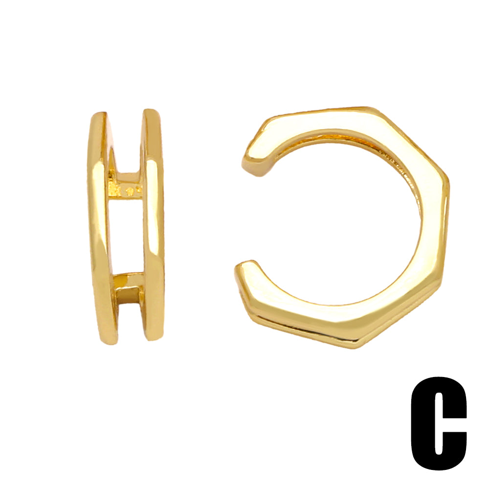 1 Pair Simple Style Streetwear Geometric Plating Copper 18k Gold Plated Ear Cuffs