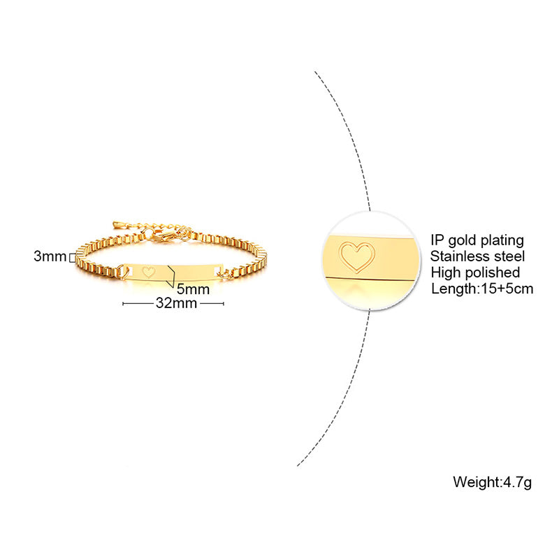 Ig Style Simple Style Rectangle Stainless Steel Polishing Plating 18k Gold Plated Bracelets