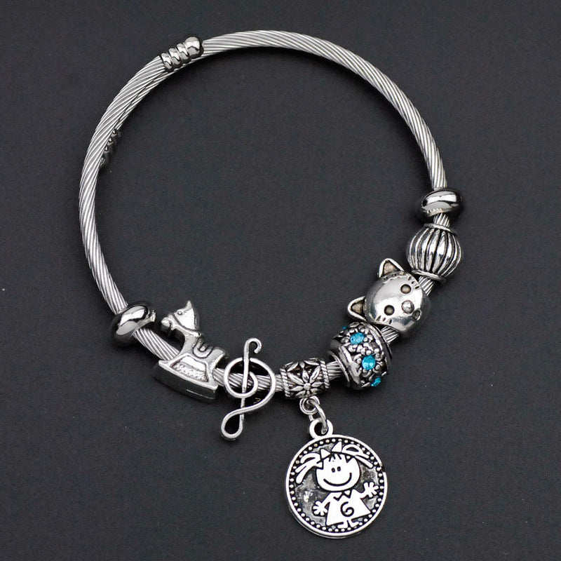 Sweet Cartoon Stainless Steel Alloy Wholesale Bangle