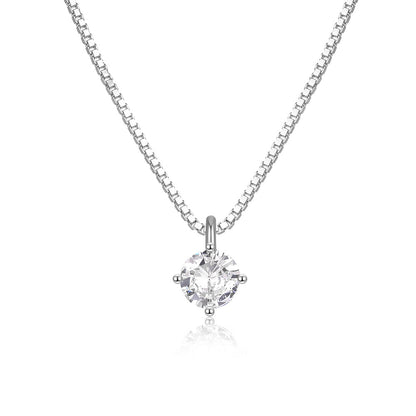 Modern Style Solid Color Sterling Silver Inlay Zircon Pendant Necklace