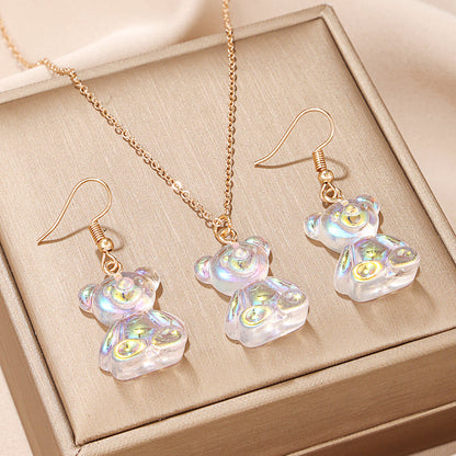 Wholesale Jewelry Cute Bear Resin Stoving Varnish Earrings Necklace