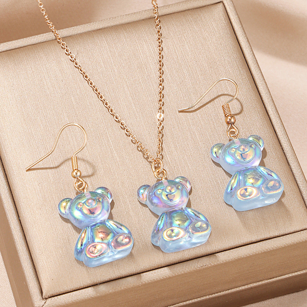 Wholesale Jewelry Cute Bear Resin Stoving Varnish Earrings Necklace